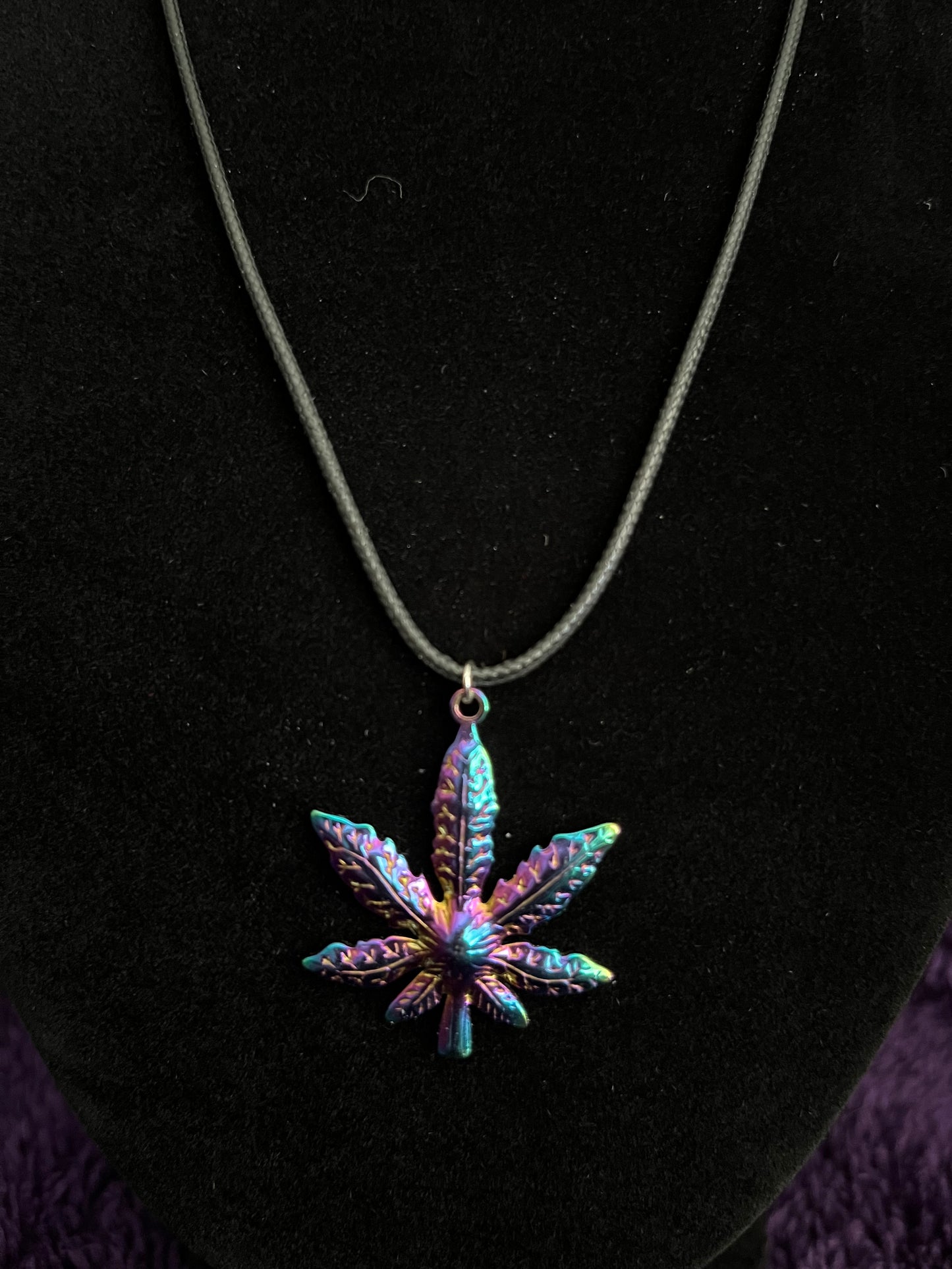 Rainbow Pot Leaf Charm Necklace