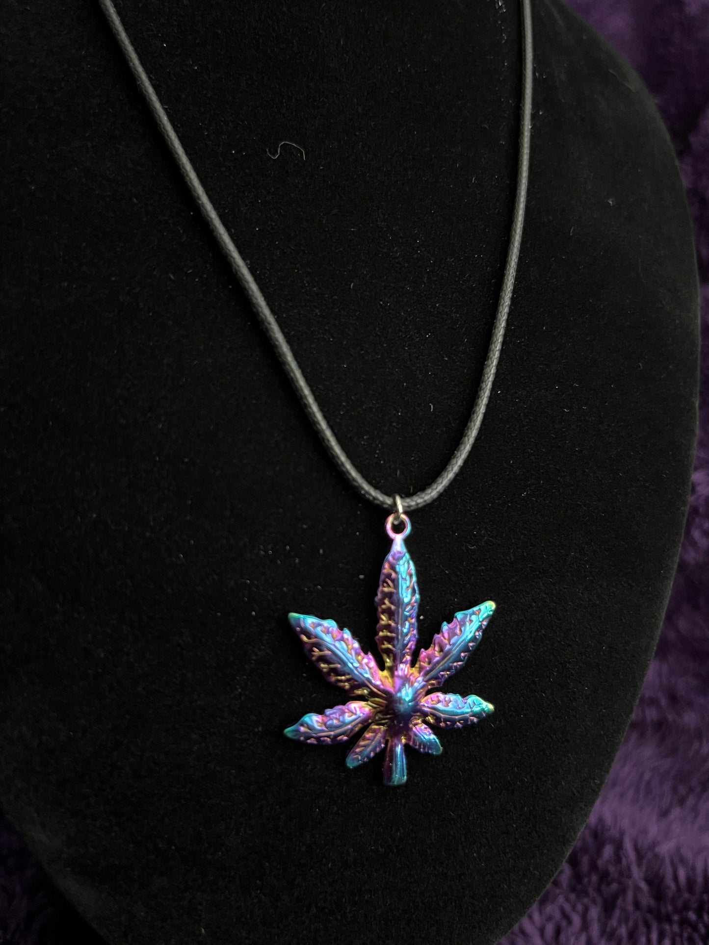 Rainbow Pot Leaf Charm Necklace