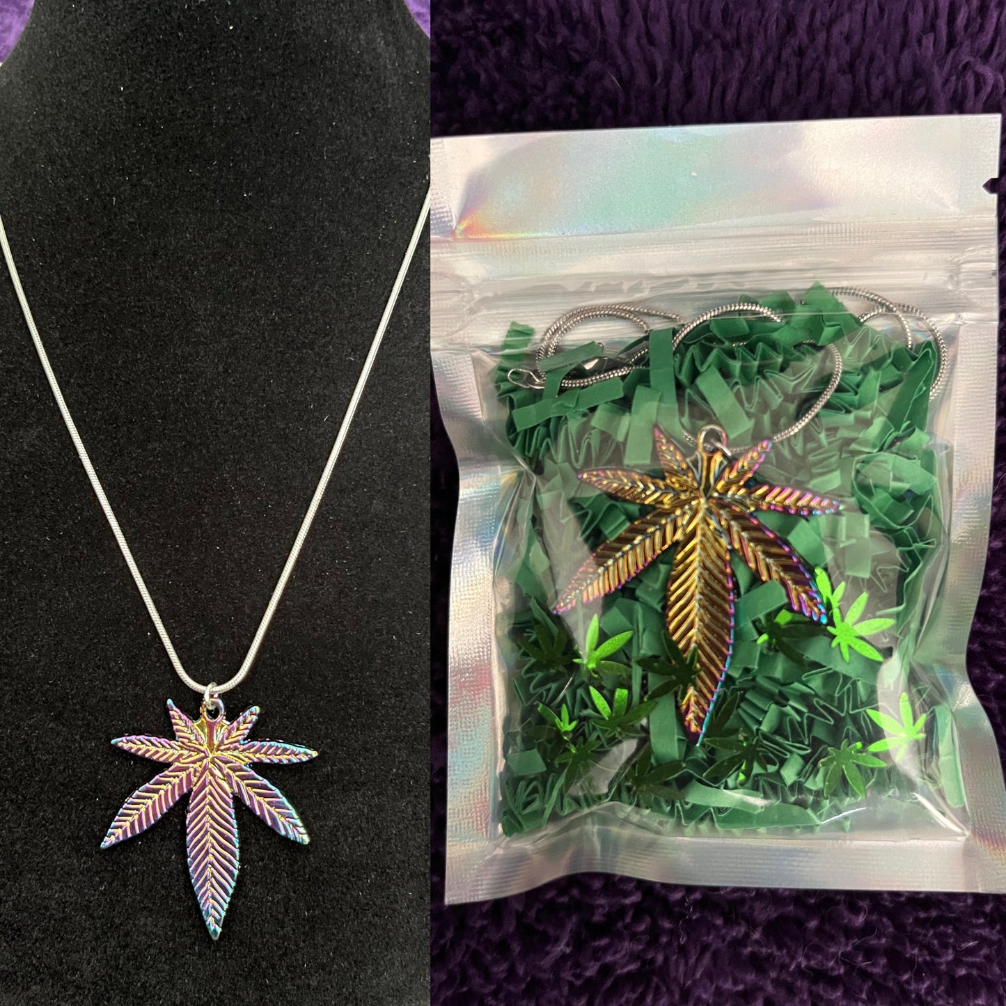 Bulk 100ct Pot Leaf Jewelry in Novelty Packaging (Dispensary Jewelry/ Bulk Jewelry/ Pot Leaf Necklaces/ Pot Leaf Bracelet)