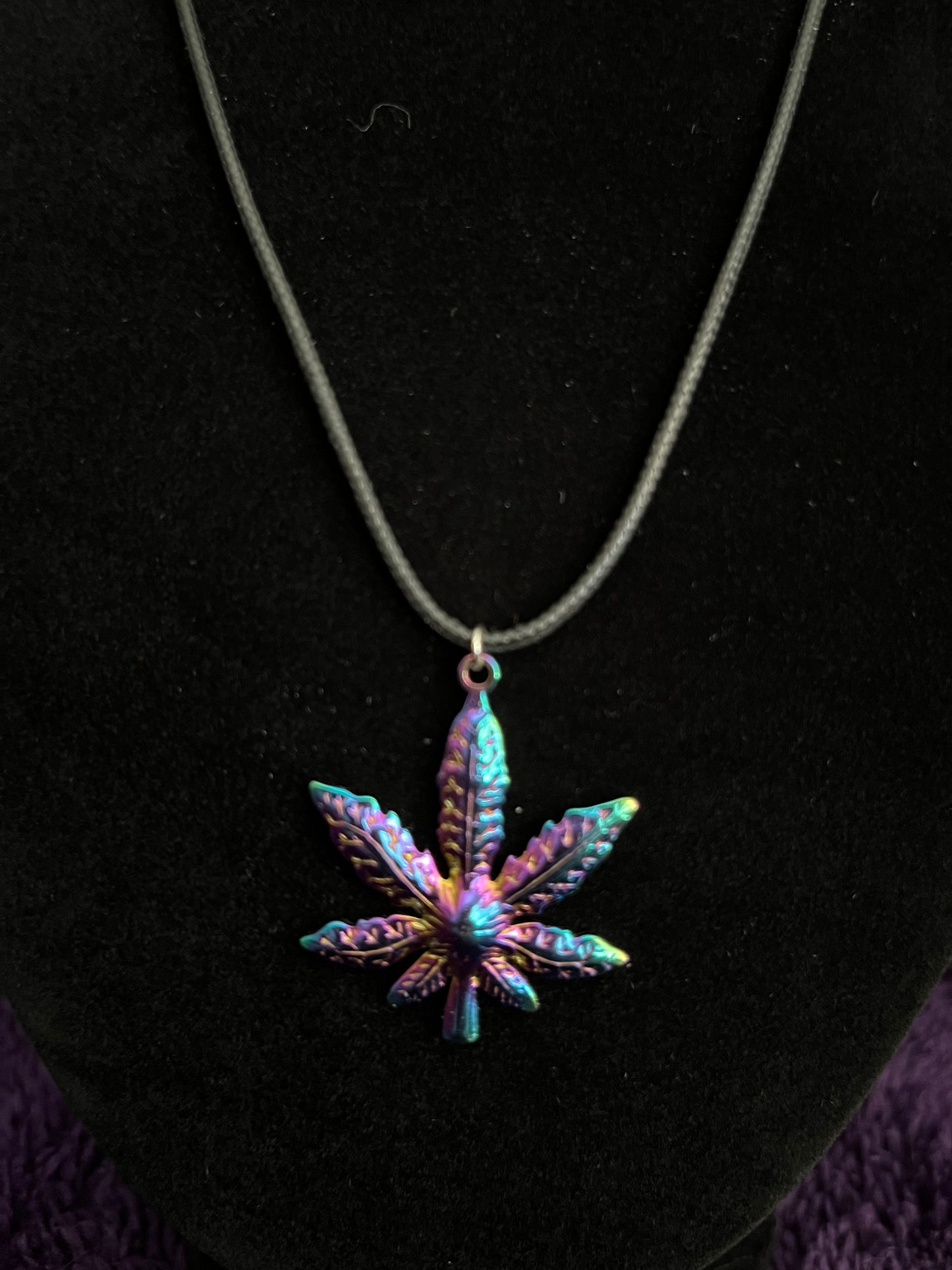 Rainbow Pot Leaf Charm Necklace