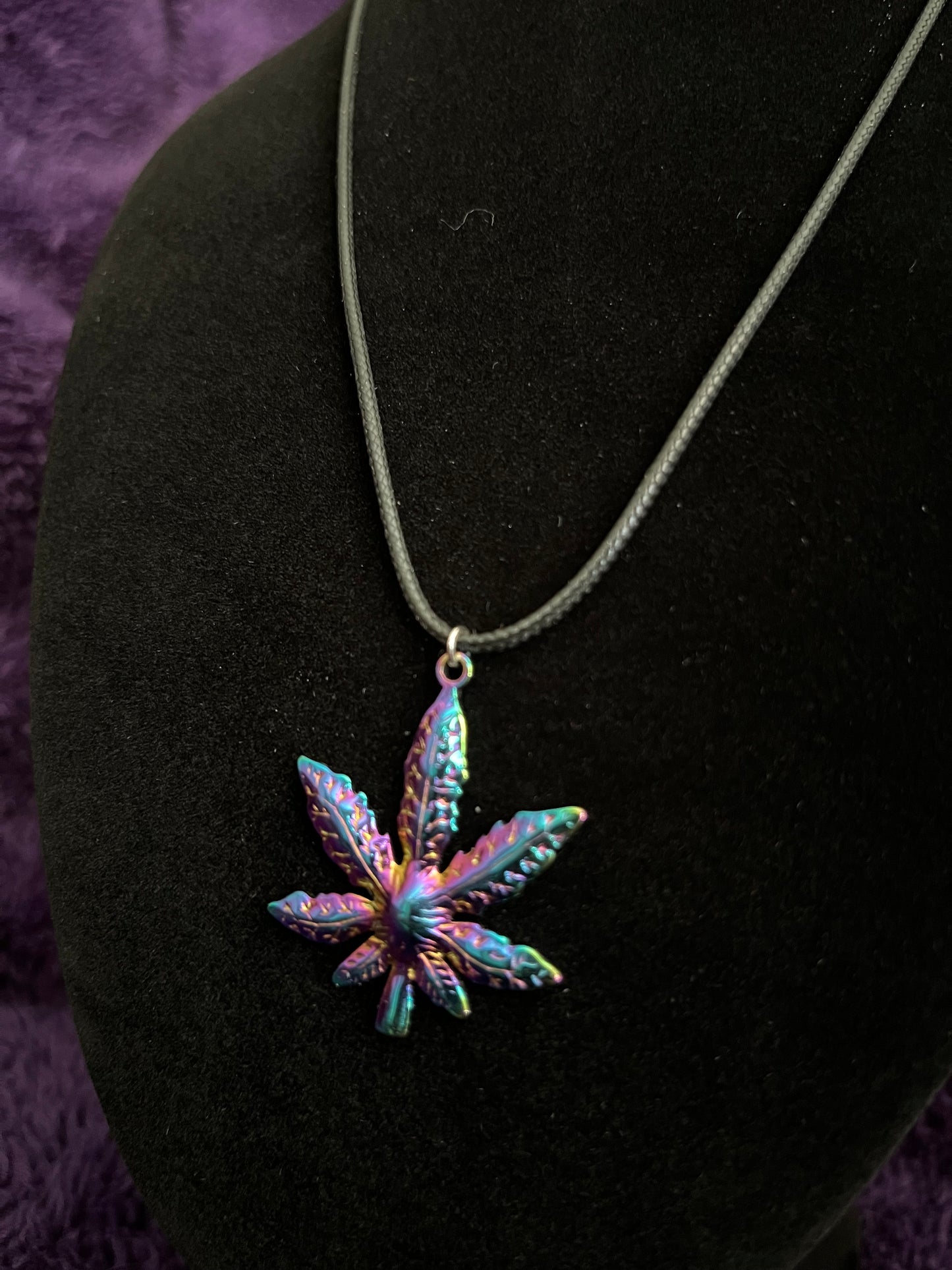 Rainbow Pot Leaf Charm Necklace