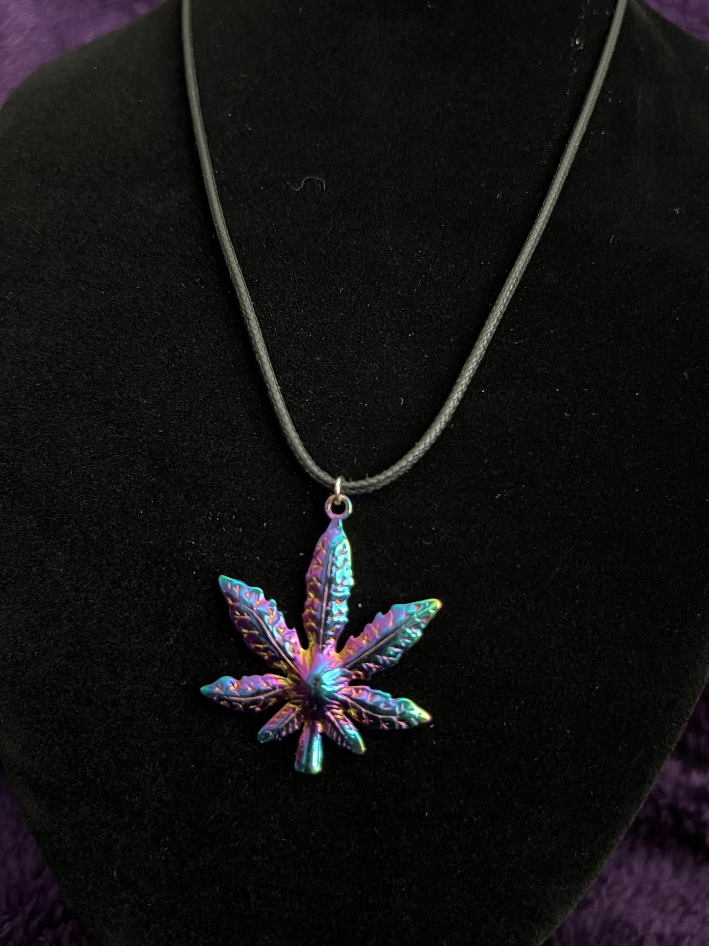 Rainbow Pot Leaf Charm Necklace