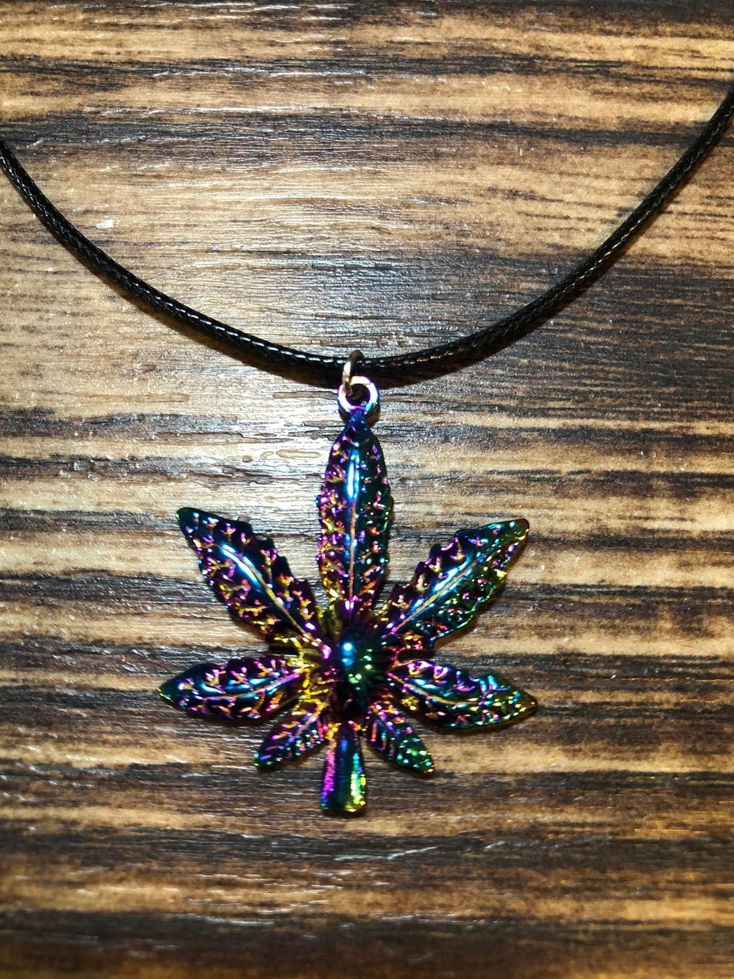 Rainbow Pot Leaf Charm Necklace